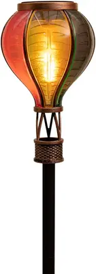 Anna's collection luchtballon solar met vlameffect op steker 12led 57x11cm multi