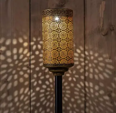 Anna's Collection Solar fakkel metaal 9 x 9 x 60 cm antiek goud - afbeelding 2