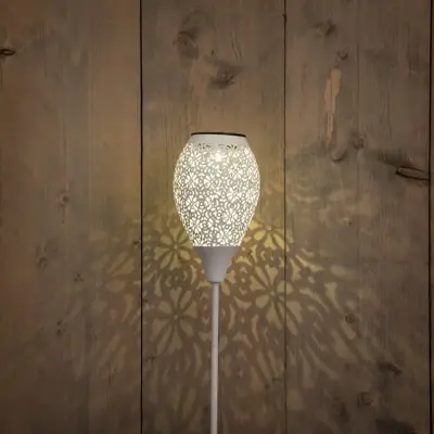 Anna's Collection Solar fakkel metaal gebroken wit 78 cm, Wit - afbeelding 2