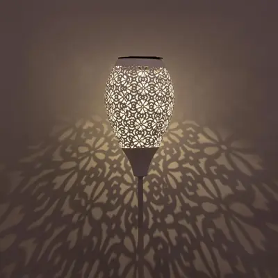 Anna's Collection Solar fakkel metaal gebroken wit 78 cm, Wit - afbeelding 3