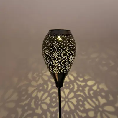 Anna's Collection Solar fakkel metaal mat zwart x 78 cm, Zwart - afbeelding 2