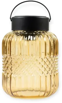 Anna's Collection Solar glas retrolamp geel d12,5 x h19 cm - Amb - afbeelding 1