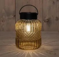Anna's Collection Solar glas retrolamp geel d12,5 x h19 cm - Amb - afbeelding 2