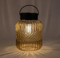 Anna's Collection Solar glas retrolamp geel d12,5 x h19 cm - Amb - afbeelding 3