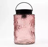 Anna's Collection Solar glazen lamp retro roze 12,5 x 20 cm - afbeelding 1