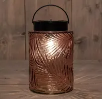 Anna's Collection Solar glazen lamp retro roze 12,5 x 20 cm - afbeelding 2