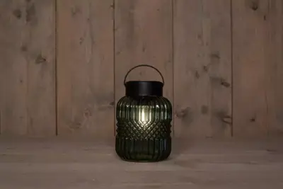 Anna's Collection Solar glazen retro lamp groen 12,5 x 19 cm