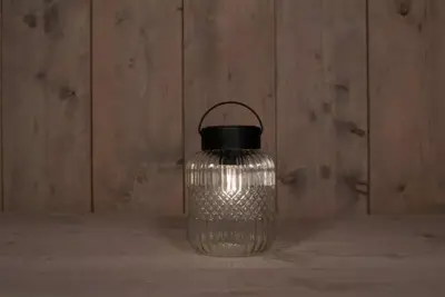 Anna's Collection Solar glazen retro lamp helder 12,5 x 19 cm - Transparant