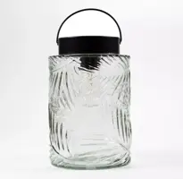 Anna's Collection Solar glazen retro lamp helder 12,5x20 cm Transparant - afbeelding 1