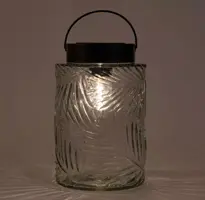Anna's Collection Solar glazen retro lamp helder 12,5x20 cm Transparant - afbeelding 2