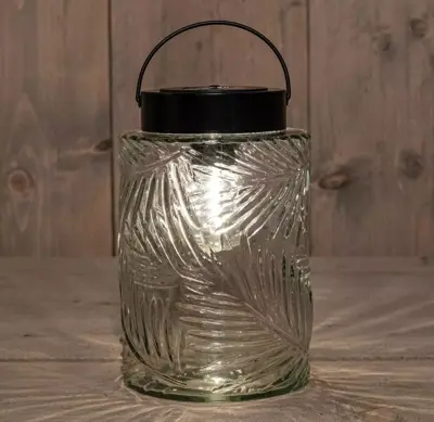 Anna's Collection Solar glazen retro lamp helder 12,5x20 cm Transparant - afbeelding 3