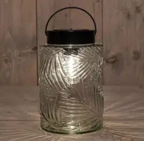 Anna's Collection Solar glazen retro lamp helder 12,5x20 cm Transparant - afbeelding 3