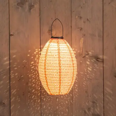 Anna's Collection Solar lampion 22 x 32 cm koraal - afbeelding 2