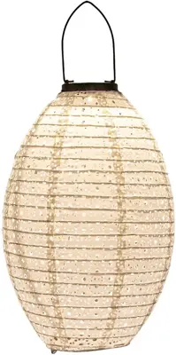 Anna's Collection Solar lampion 22 x 32 cm wit - afbeelding 1