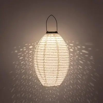 Anna's Collection Solar lampion 22 x 32 cm wit - afbeelding 2