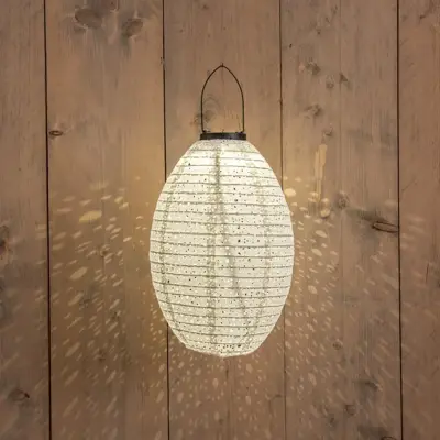 Anna's Collection Solar lampion 22 x 32 cm wit - afbeelding 3