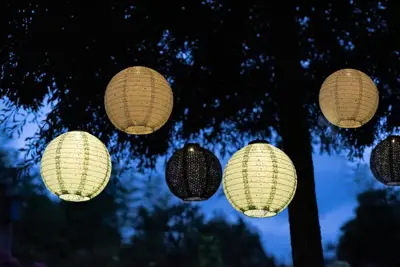 Anna's Collection Solar lampion 25 cm wit - afbeelding 4