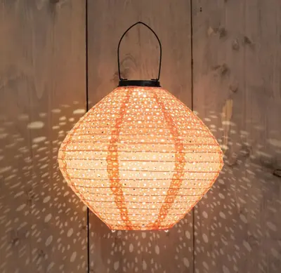Anna's Collection Solar lampion 25 x 29 cm koraal - afbeelding 2