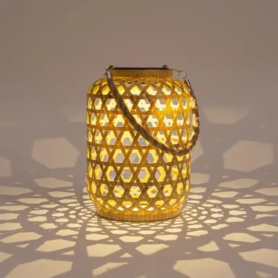 Anna's Collection Solar lantaarn 15 x 21 cm Naturel - afbeelding 2