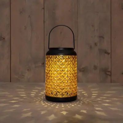 Anna's Collection Solar lantaarn amber 12,5 x 20 cm - Geel - afbeelding 2