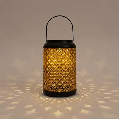 Anna's Collection Solar lantaarn amber 12,5 x 20 cm - Geel - afbeelding 3