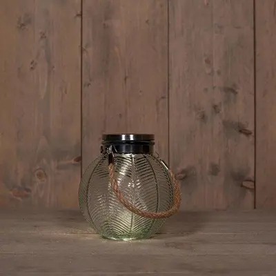 Anna's Collection solar lantaarn glas 14,5 x 16 cm transparant - afbeelding 1