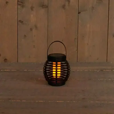 Anna's Collection Solar lantaarn met vlameffect zwart 15 x 15 cm
