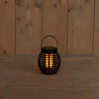 Anna's Collection Solar lantaarn met vlameffect zwart 15 x 15 cm