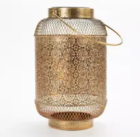 Anna's Collection Solar lantaarn metaal 16 x 16 x 25,5 cm antiek goud - afbeelding 1