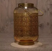 Anna's Collection Solar lantaarn metaal 16 x 16 x 25,5 cm antiek goud - afbeelding 2