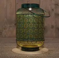 Anna's Collection Solar lantaarn metaal 16 x 25,5 cm antiek turquoise - afbeelding 2