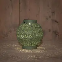 Anna's Collection Solar lantaarn metaal 18 x 19 cm sage groen warm wit