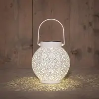 Anna's Collection Solar lantaarn metaal gebroken wit 16 cm x 14,5 cm - afbeelding 2