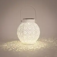 Anna's Collection Solar lantaarn metaal gebroken wit 16 cm x 14,5 cm - afbeelding 3