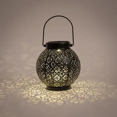 Anna's Collection Solar lantaarn metaal mat zwart 16 x 14,5 cm - afbeelding 3