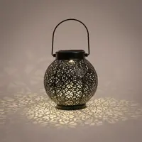 Anna's Collection Solar lantaarn metaal mat zwart 16 x 14,5 cm - afbeelding 3