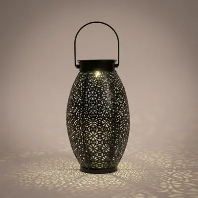 Anna's Collection Solar lantaarn metaal mat zwart 24 x 13 cm - afbeelding 3