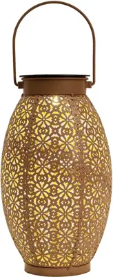 Anna's Collection Solar lantaarn metaal oud roze 24 x 13 cm, Roze - afbeelding 1