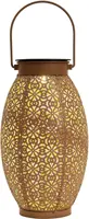 Anna's Collection Solar lantaarn metaal oud roze 24 x 13 cm, Roze - afbeelding 1