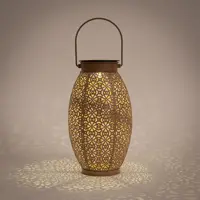 Anna's Collection Solar lantaarn metaal oud roze 24 x 13 cm, Roze - afbeelding 2