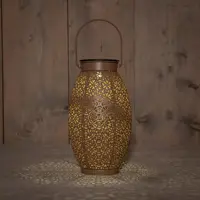 Anna's Collection Solar lantaarn metaal oud roze 24 x 13 cm, Roze - afbeelding 3