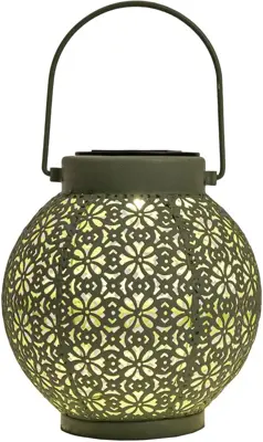 Anna's Collection Solar lantaarn metaal sage groen 16 x 14,5 cm - afbeelding 1