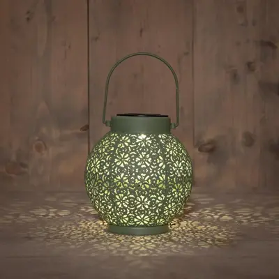Anna's Collection Solar lantaarn metaal sage groen 16 x 14,5 cm - afbeelding 2