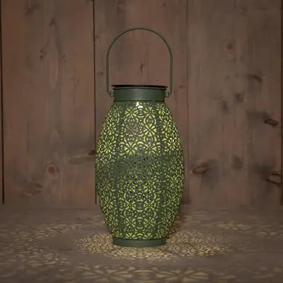 Anna's Collection Solar lantaarn metaal sage groen 24 x 13 cm, kleur: Sage green - afbeelding 2