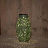 Anna's Collection Solar lantaarn metaal sage groen 24 x 13 cm, kleur: Sage green - afbeelding 2