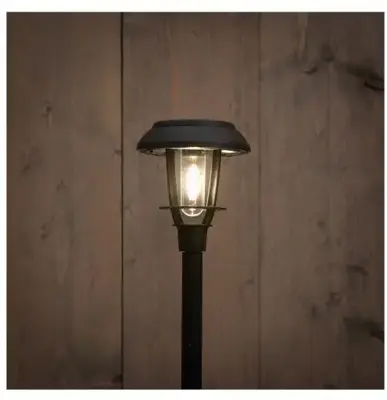 Anna's Collection Solar lantaarn op steker 11,5 x 40,5 cm zwart met led - afbeelding 1