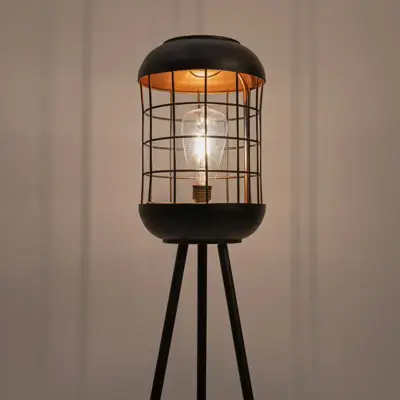 Anna's Collection Solar retro vloerlamp 18 x 88 cm - Zwart - afbeelding 3