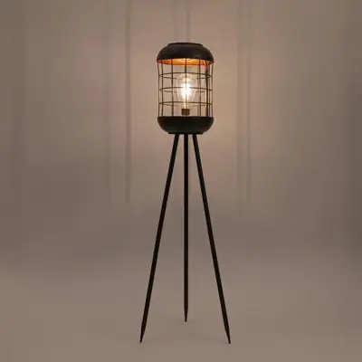 Anna's Collection Solar retro vloerlamp 18 x 88 cm - Zwart - afbeelding 4