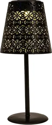Anna's Collection Solar tafellamp metaal mat zwart 28 x 12 cm - afbeelding 1