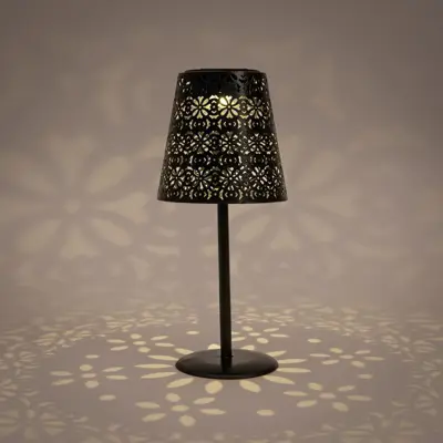 Anna's Collection Solar tafellamp metaal mat zwart 28 x 12 cm - afbeelding 3
